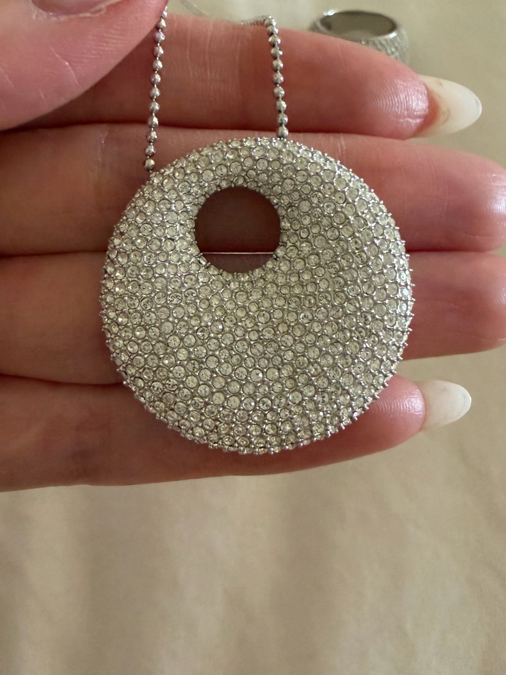 Swarovski Silver Crystal Donut Pendant Necklace